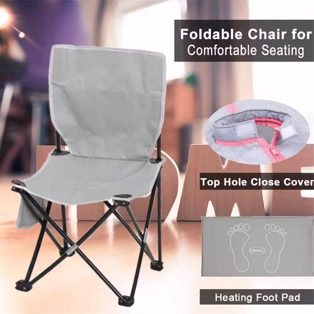 None Grey 1-Person Carbon FAR Infrared Sauna with 3 Panels and Foldable Chair, Foot Padan and Remote