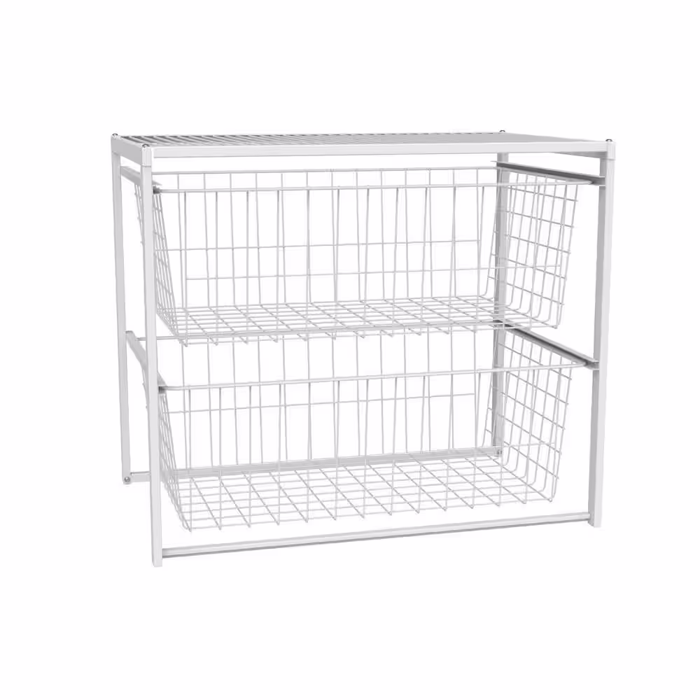 ClosetMaid 18.54 in. H x 21.75 in. W White Steel 2-Drawer Close Mesh Wire Basket
