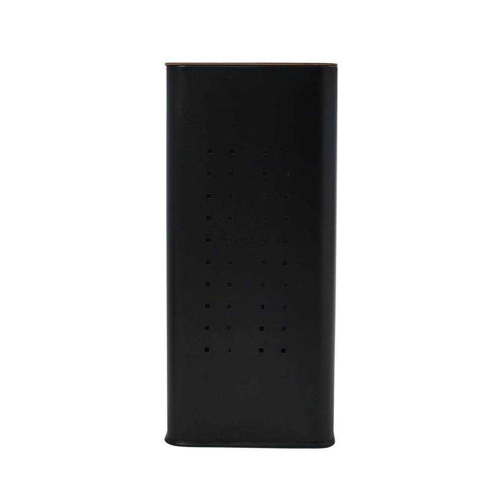 HOUSEHOLD ESSENTIALS Steel Square Laundry Hamper with Wooden Lid