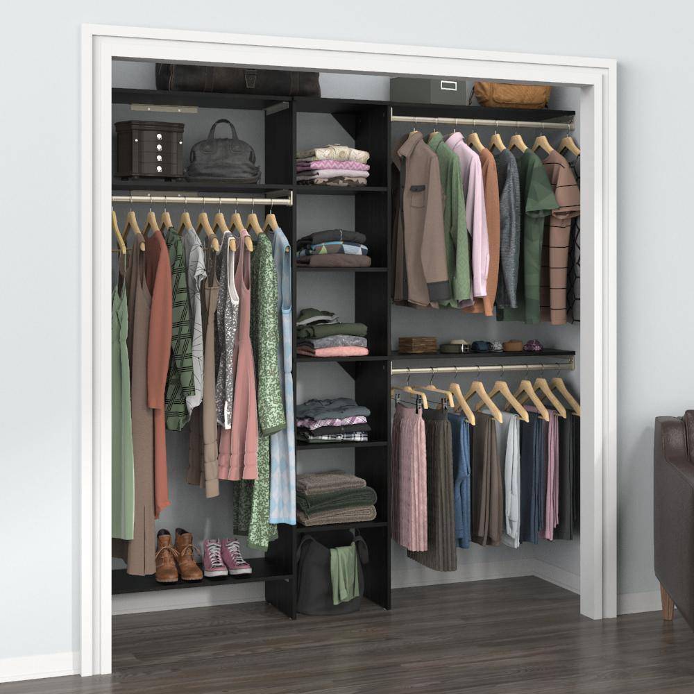 ClosetMaid Style+ 64.9 in W - 112.9 in W Noir Basic Narrow Wood Closet System Kit