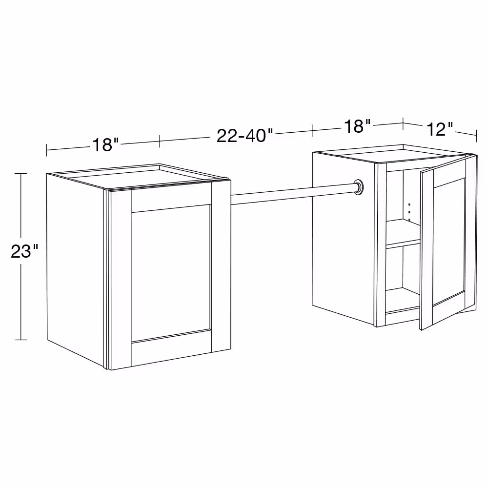 MILL'S PRIDE Richmond Verona White 23 in. H x 58 in. W x 12 in. D Plywood Laundry Room Wall Cabinet and Pole ext 76 in. w/ 2 Shelves