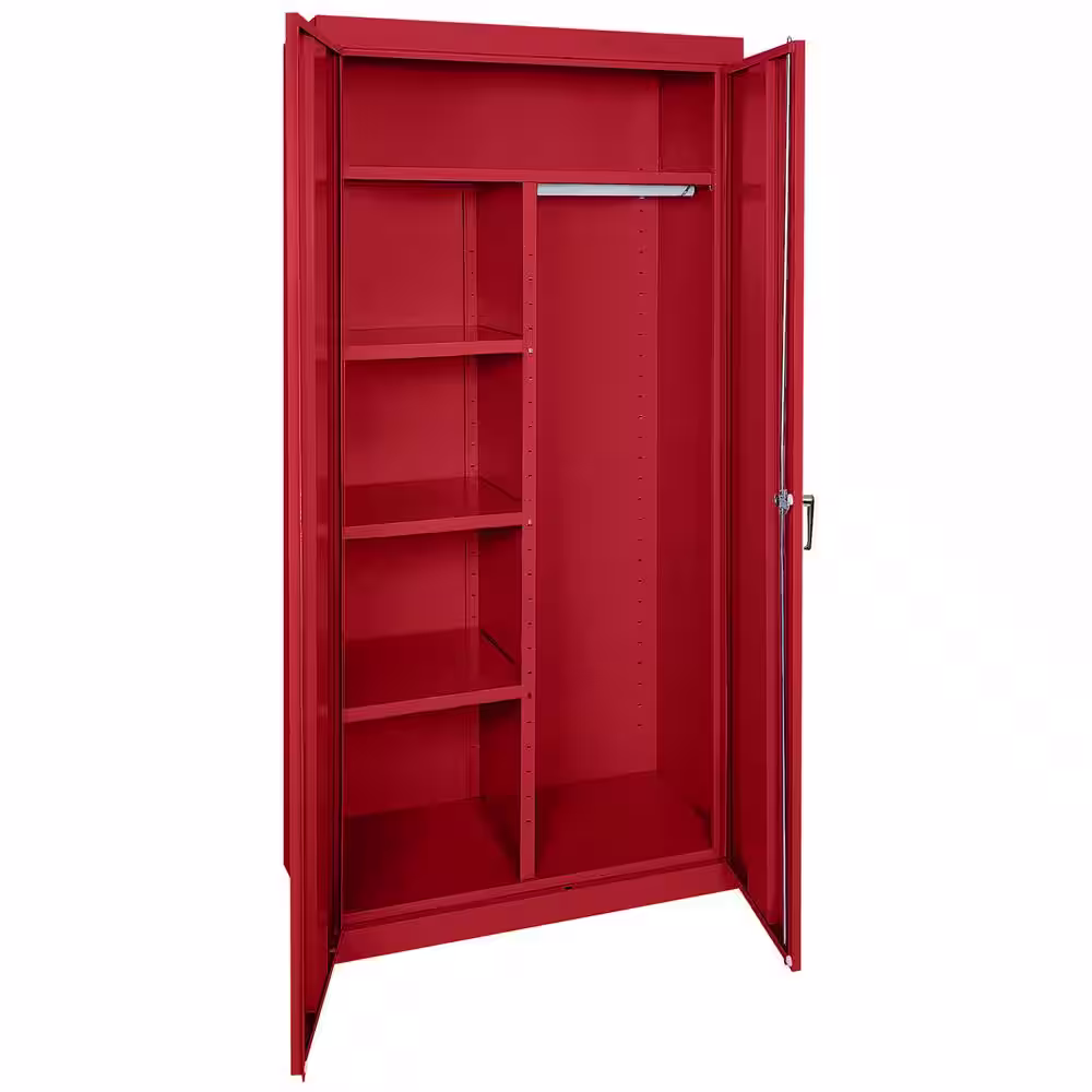 Sandusky Classic Series ( 36 in. W x 72 in. H x 24 in. D ) Steel Combination Freestanding Cabinet with Adjustable Shelves in Red