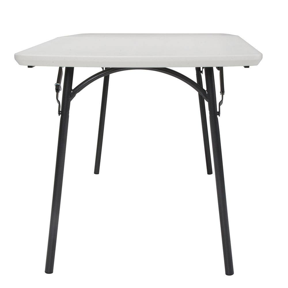 Cosco Diamond Series 6 ft. Fold-in-Half Banquet Table in White Speckle with Hammer Tone Frame