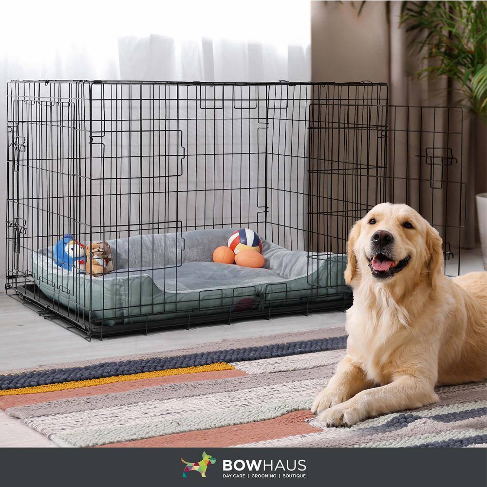 None Foldable Dog Crate Wire Metal Dog Kennel w/Divider Panel, Leak-Proof Pan & Protecting Feet - 48 in. W