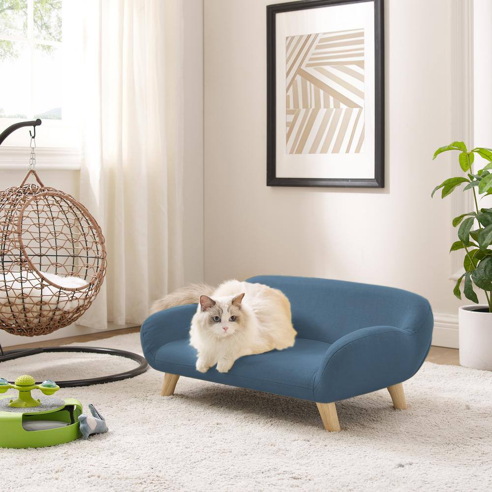 None Akkeri Medium Blue Fabric Cat Couch