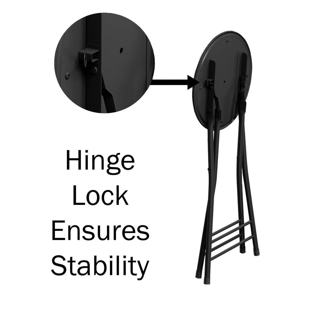 Trademark Home Black Steel Padded Seats Folding Bar Stools 24 in. Set of 2