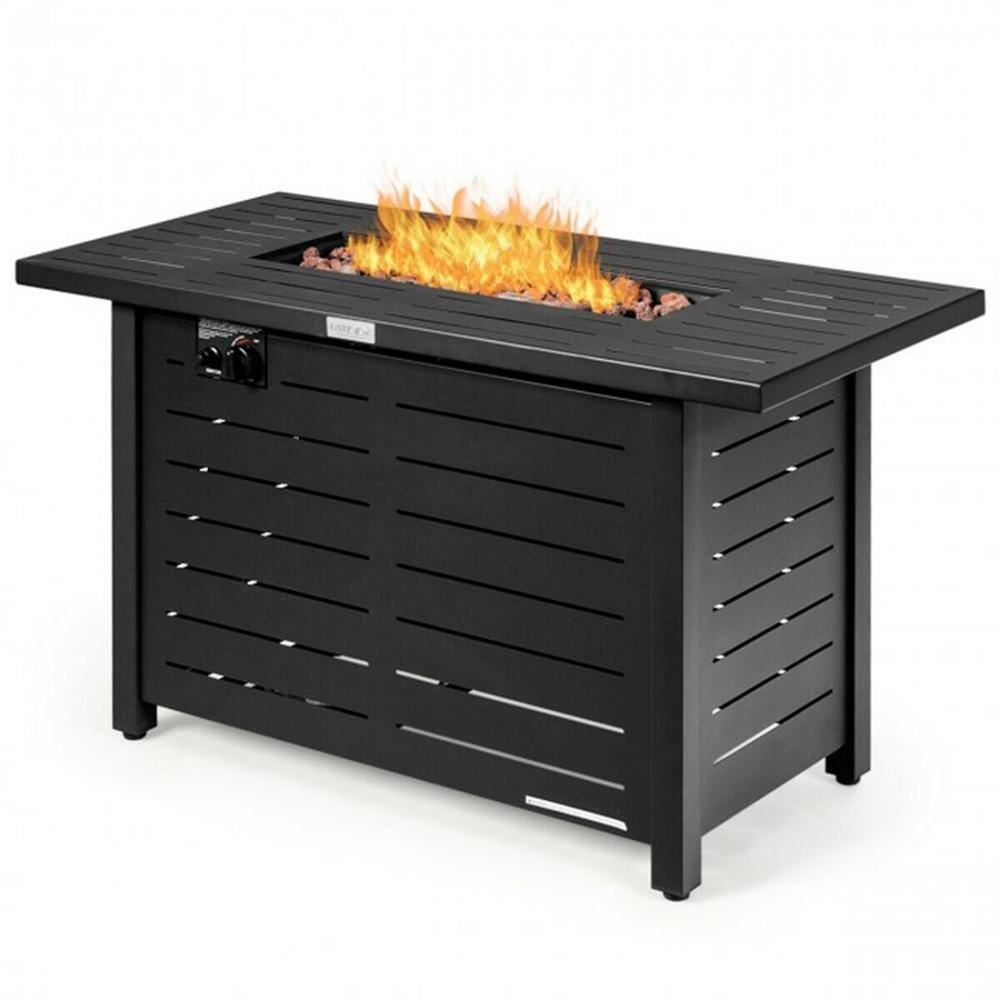 None 42 in. 60,000 Btu Rectangular Propane Gas Fire Pit Table