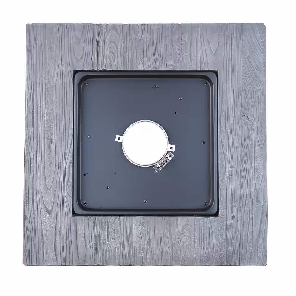 Endless Summer 30 in. W Square Wood Look Resin Mantel LP Gas Fire Pit with Integrated Electronic Ignition, Lava Rock and Included Cover