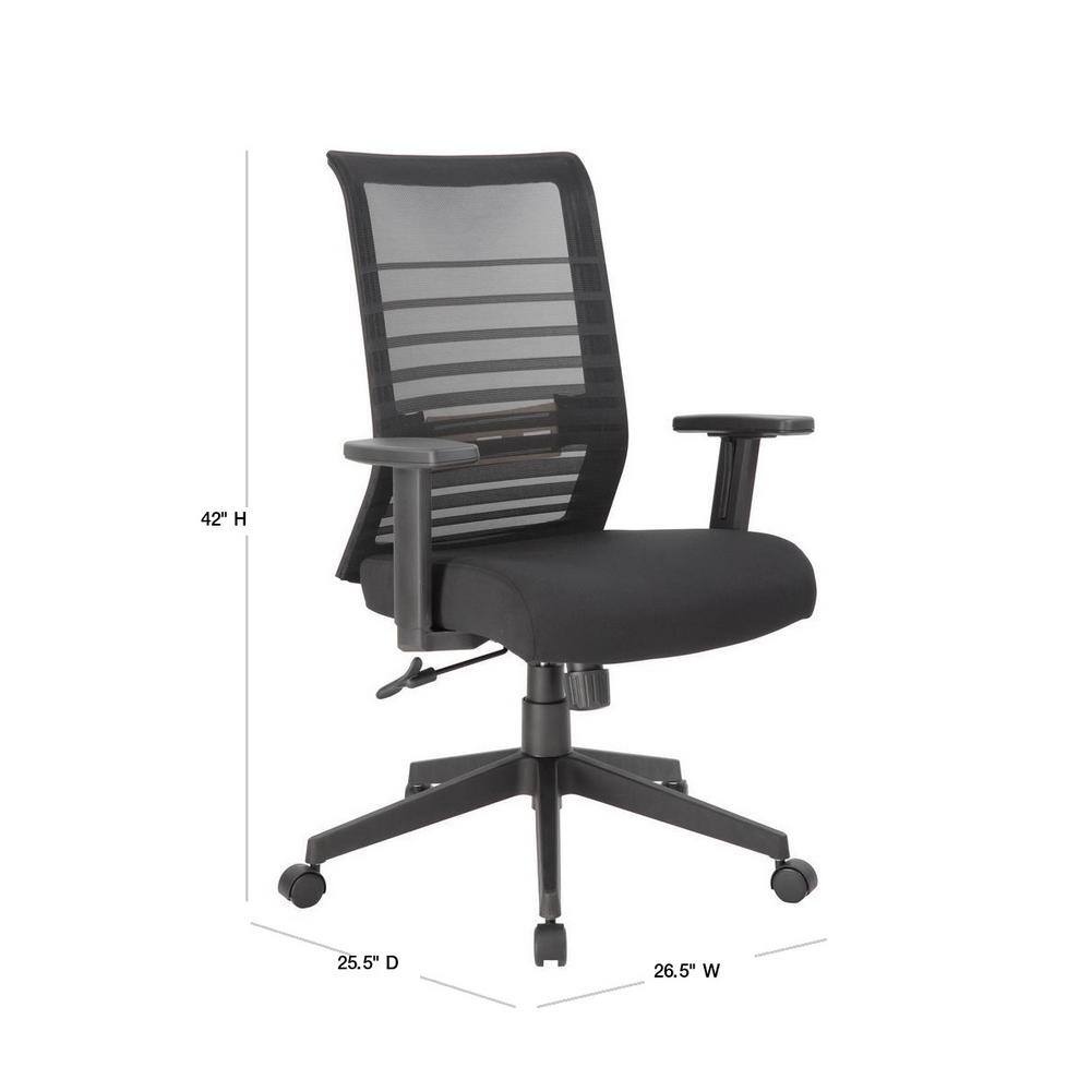 BOSS Office Products Black Executive Mesh Back Desk Chair Adj Arms