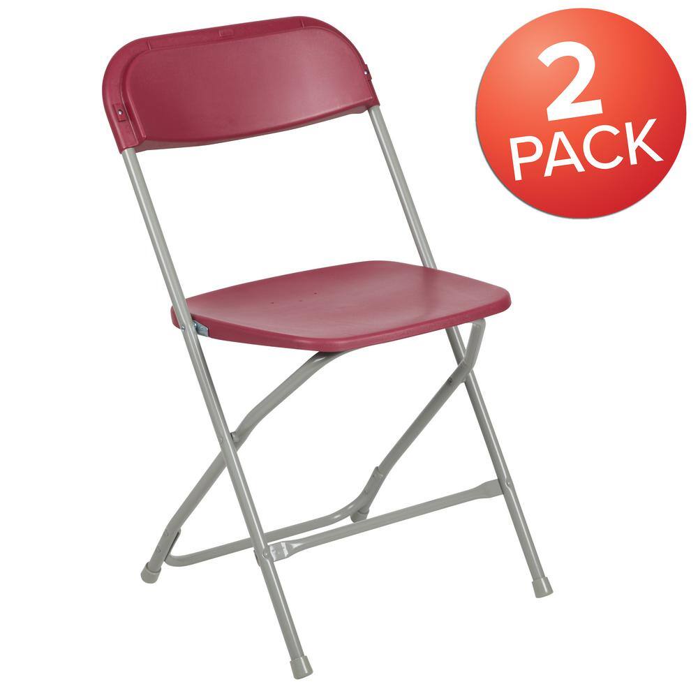 Carnegy Avenue Red Plastic Seat with Metal Frame Folding Chair (Set of 2)