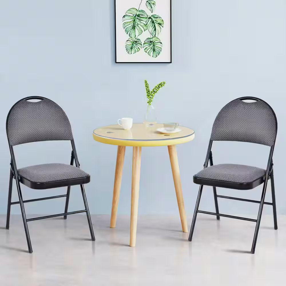 None Black Metal Folding folding chairs (Set of 6 Chairs)