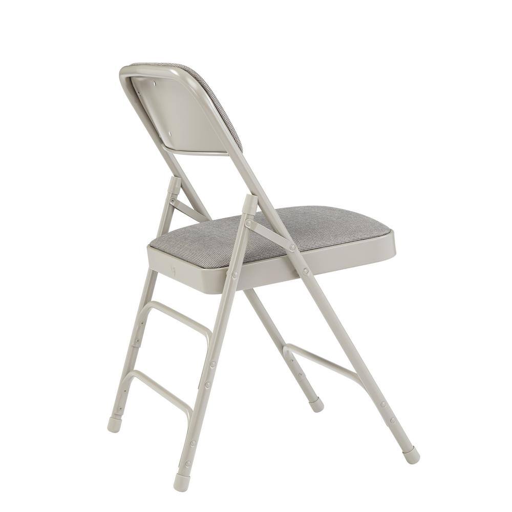 National Public Seating Grey Fabric Padded Seat Stackable Folding Chair (Set of 4)