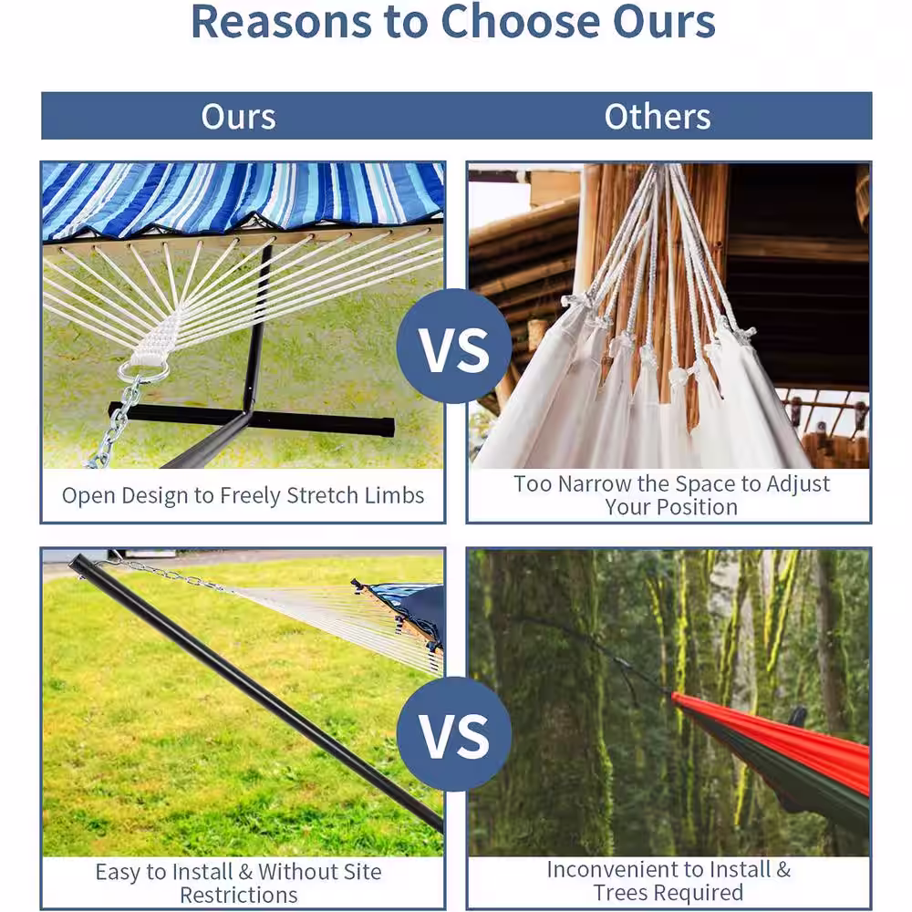 None 12 ft. Fabric Hammock with Stand in Catalina Beach