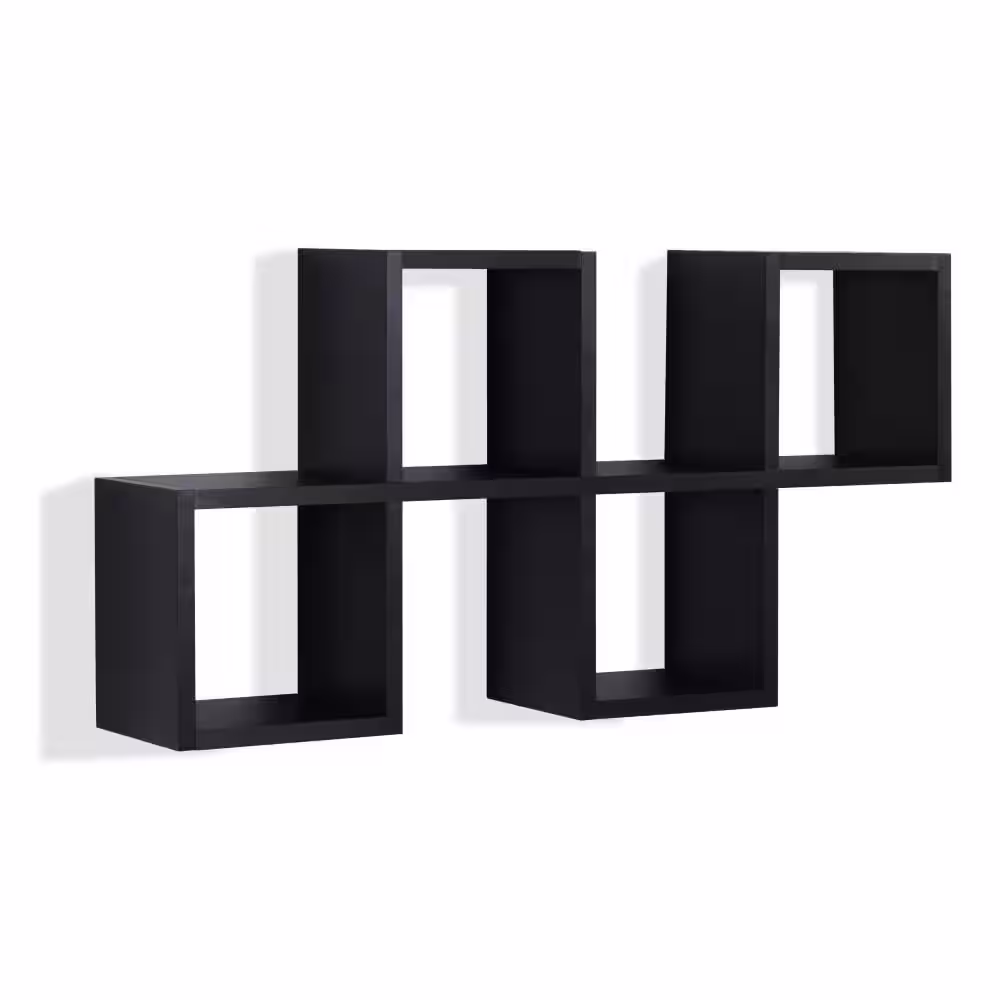 DANYA B Black MDF Cubby Chessboard Floating Wall Shelf