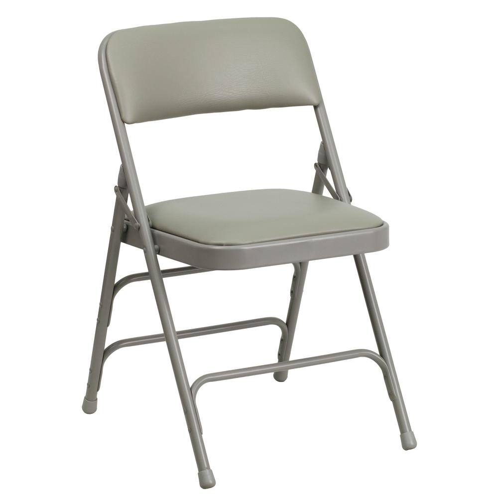 Flash Furniture Gray Vinyl/Gray Frame Metal Folding Chair (4-Pack)