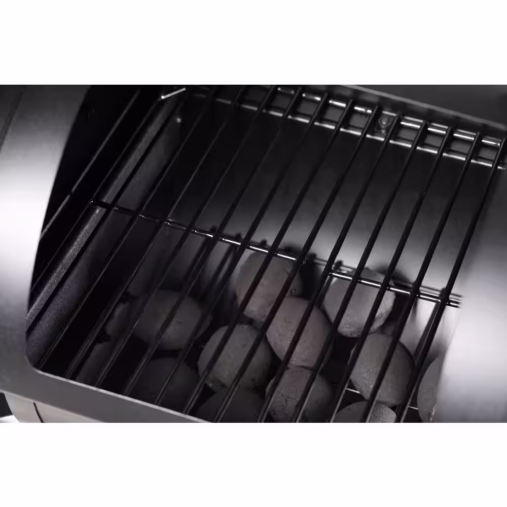 PHI VILLA Offset Charcoal Smoker and Grill in Black