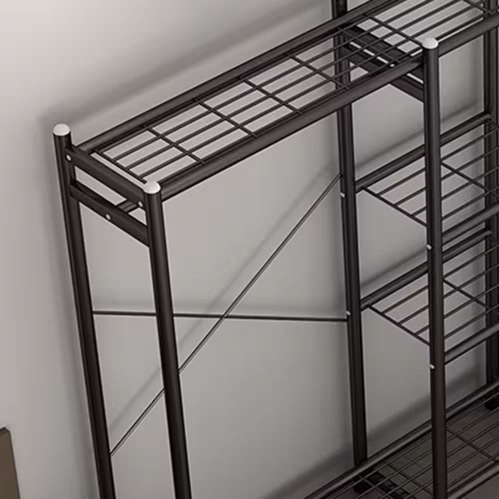 None Black Metal Garment Clothes Rack with Shelves 43 in. W x 81 in. H