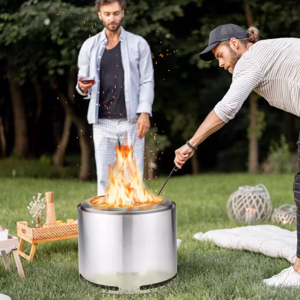 None 18.5 in. Outdoor Smokeless Fire Pit with Waterproof Cover