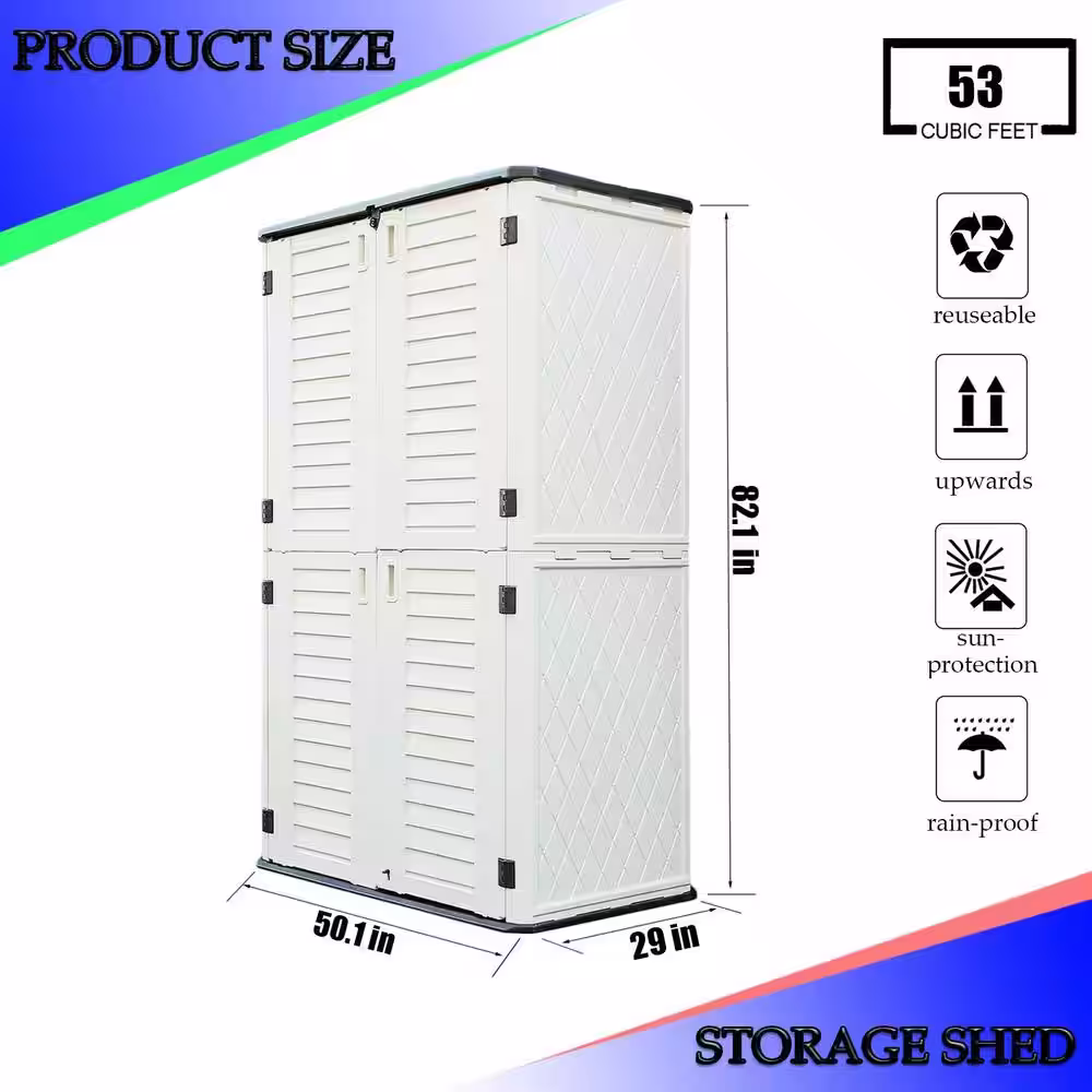 Kadehome Professional Install 4.1 ft. W x 2.4 ft. D Plastic Horizontal Resin Double Door Storage Shed (9.84 sq. ft.)