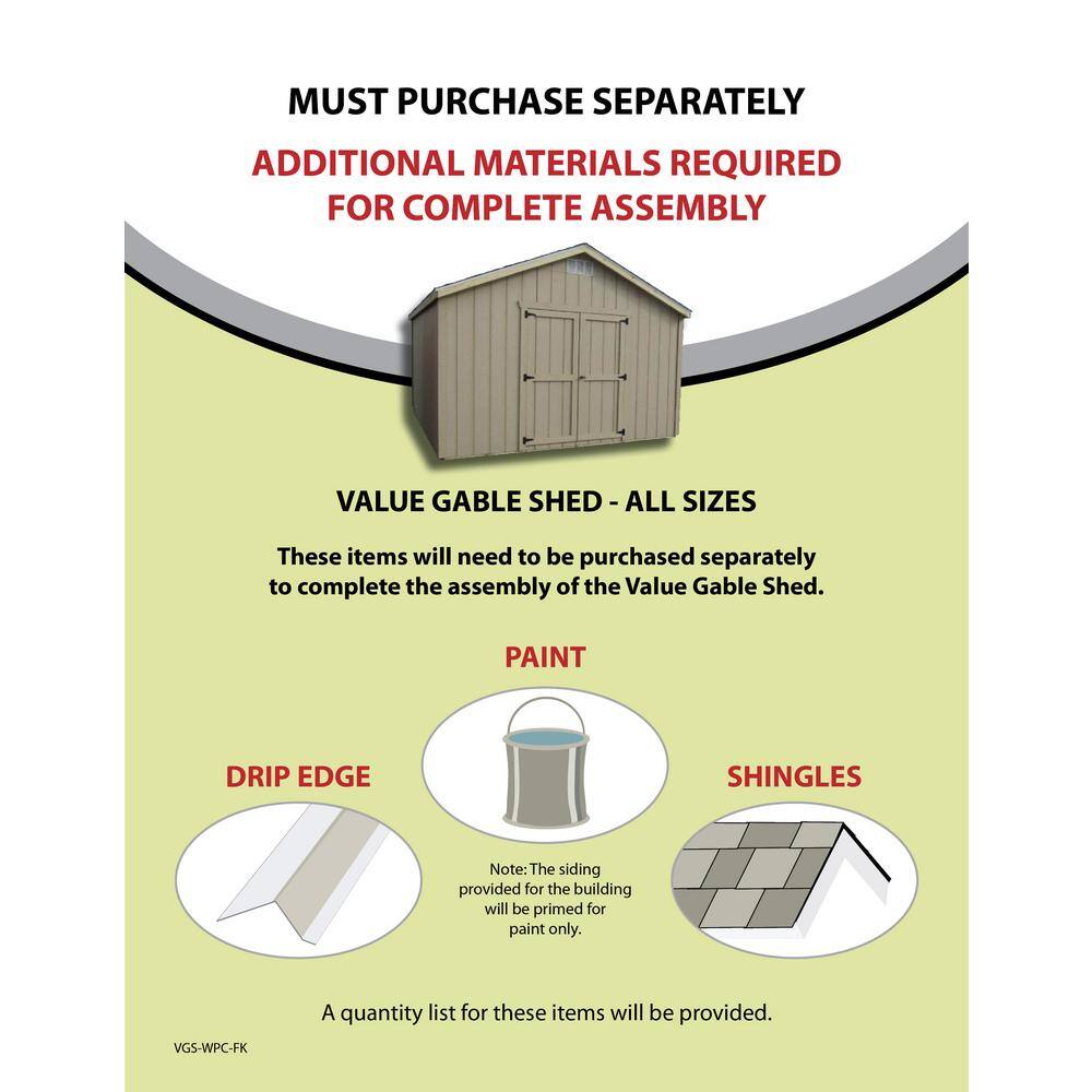 LITTLE COTTAGE CO. Value Gable 12 ft. x 20 ft. Wood Shed Precut Kit with Floor