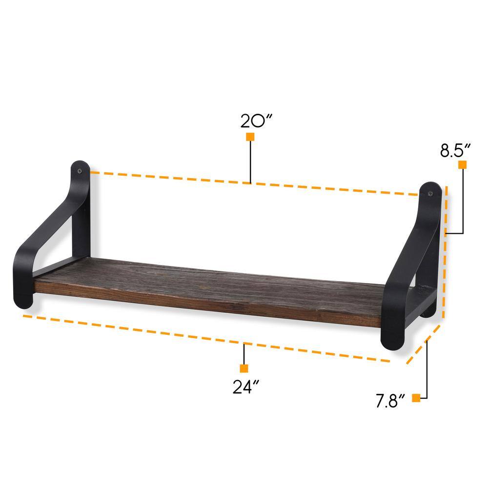 Rustic State Wall Shelf:24 Inch Reclaimed Wood with Black Iron Brackets