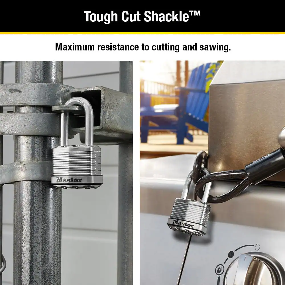 Master Lock Heavy Duty Outdoor Padlock with Key, 1-3/4 in. Wide, 1-1/2 in. Shackle, 4 Pack