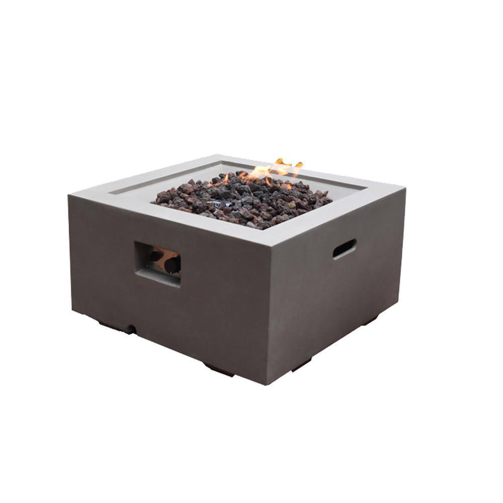 Modeno 27 in. x 14 in. Square Concrete Fire Pit in Gray Ridgefield Natural Gas fire Pit