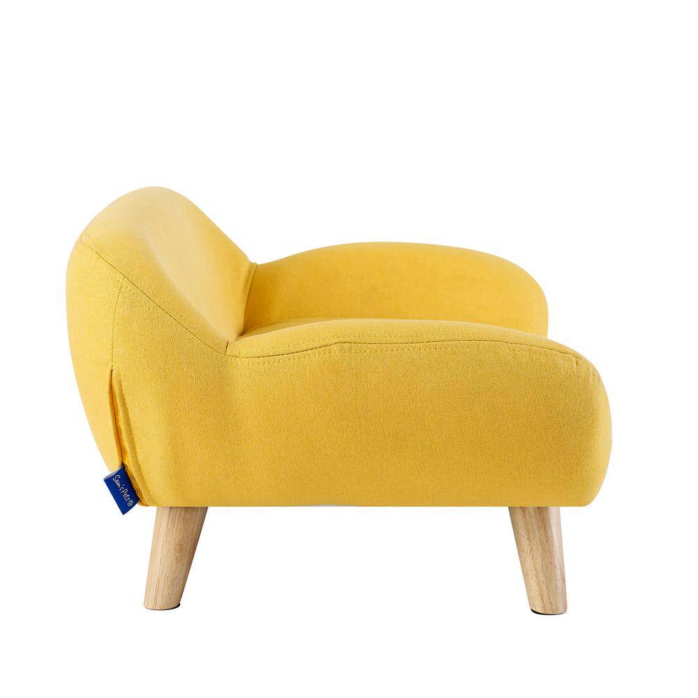 None Akkeri Medium Yellow Fabric Cat Couch