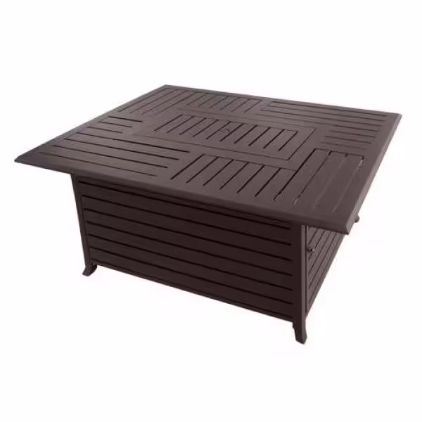 AZ Patio Heaters 49.5 in. Rectangle Slatted Aluminum Firepit in Bronze