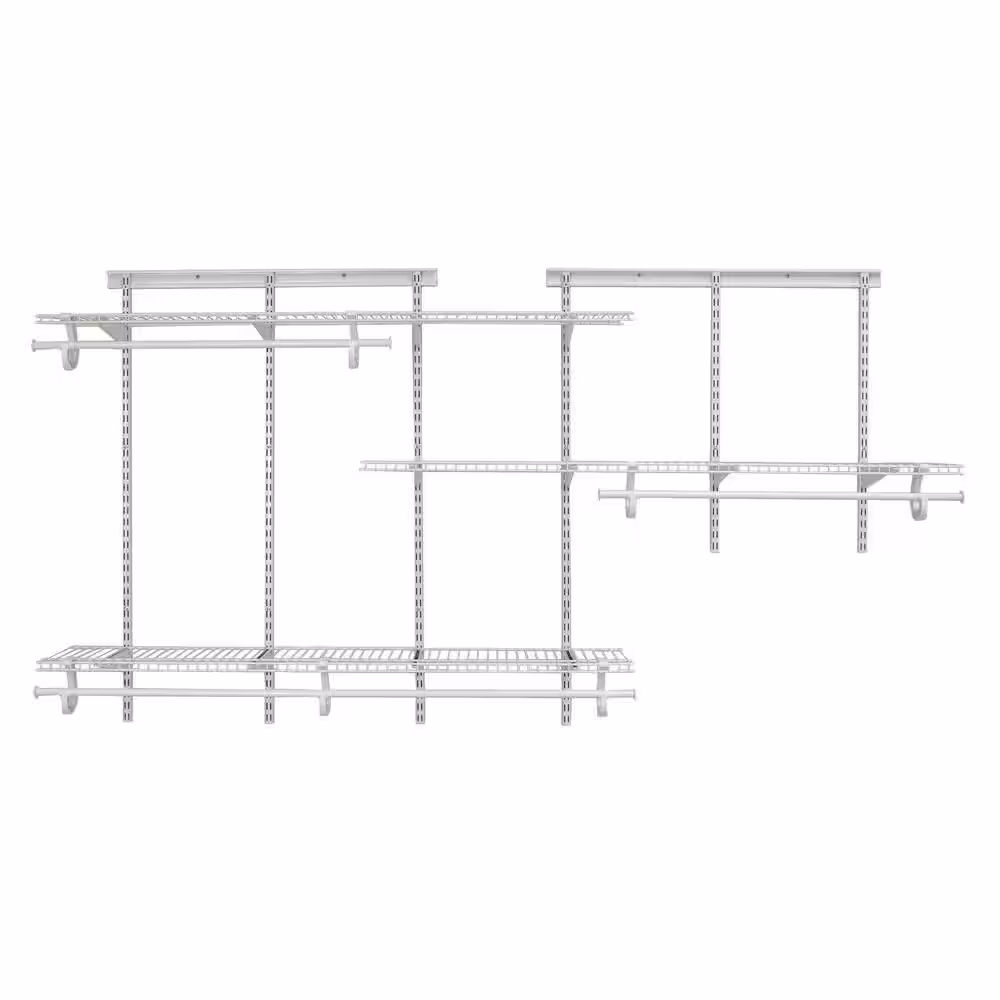 ClosetMaid ShelfTrack 49 - 96 in. W White Reach-In Wall Mount 3-Shelf Wire Closet System Organizer Kit