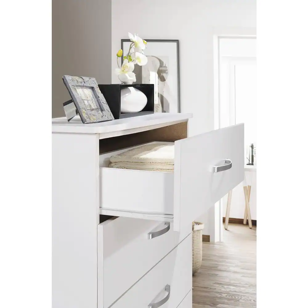 HODEDAH 5-Drawer White Chest of Drawers