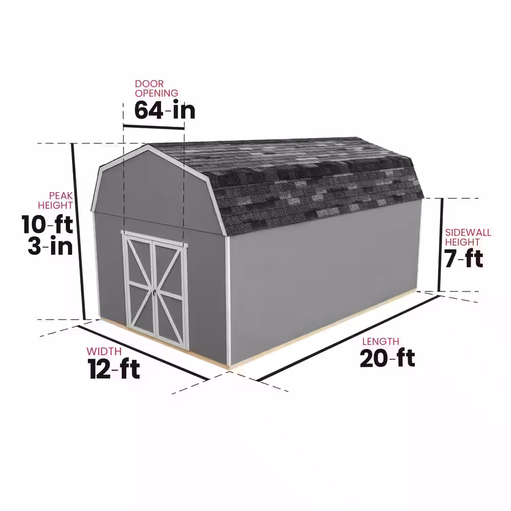 Handy Home Products Do-it Yourself Hudson 12 ft. x 20 ft. Outdoor Wood Storage Shed with Smartside and Floor system Included (240 sq. ft.)