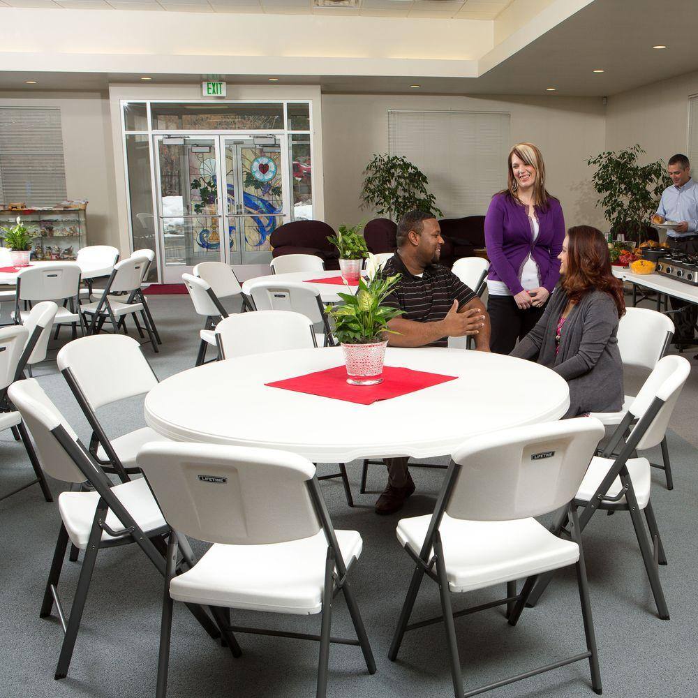 Lifetime 60 in. White Plastic Stackable Folding Banquet Table (Set of 4)