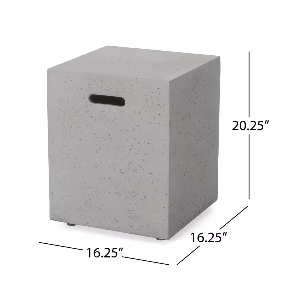 Noble House Zachary 40 in. x 15 in. Rectangular Concrete Propane Fire Pit in Light Gray with Tank Holder