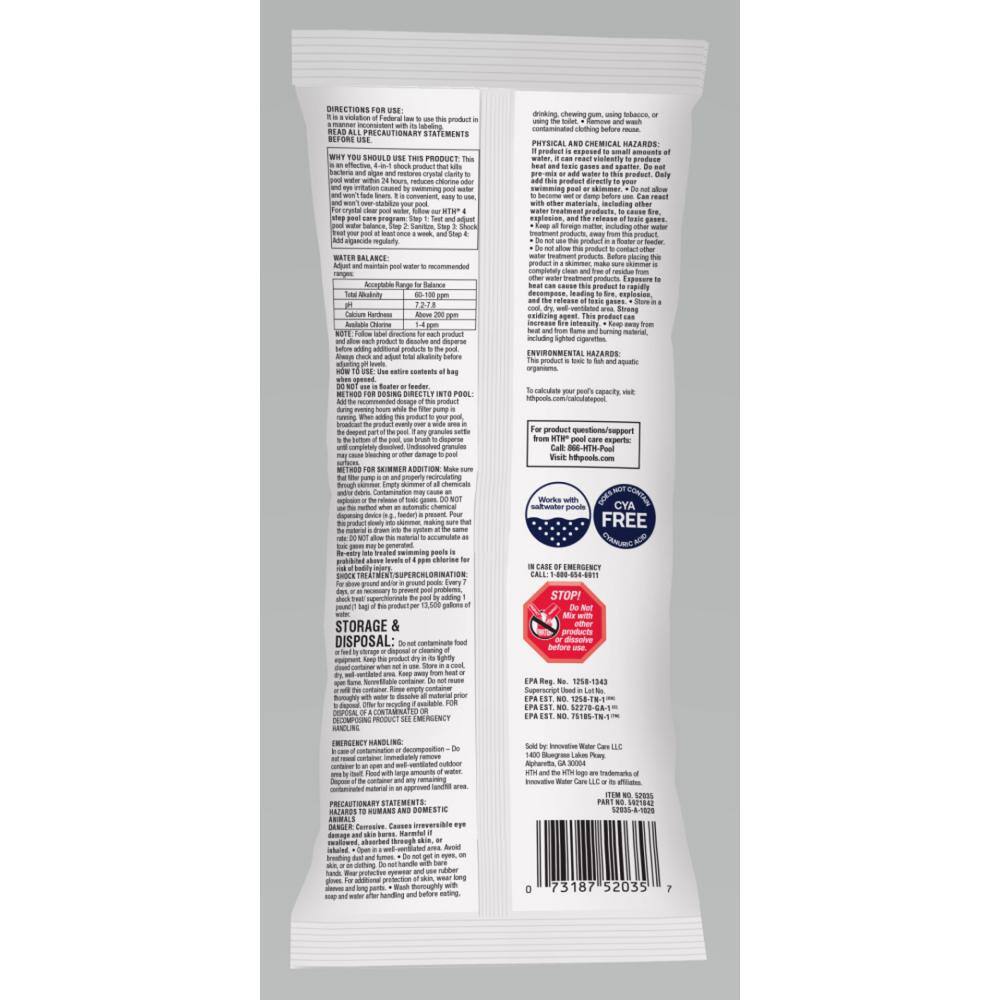 HTH 1 lb. Pool Care Shock Advanced