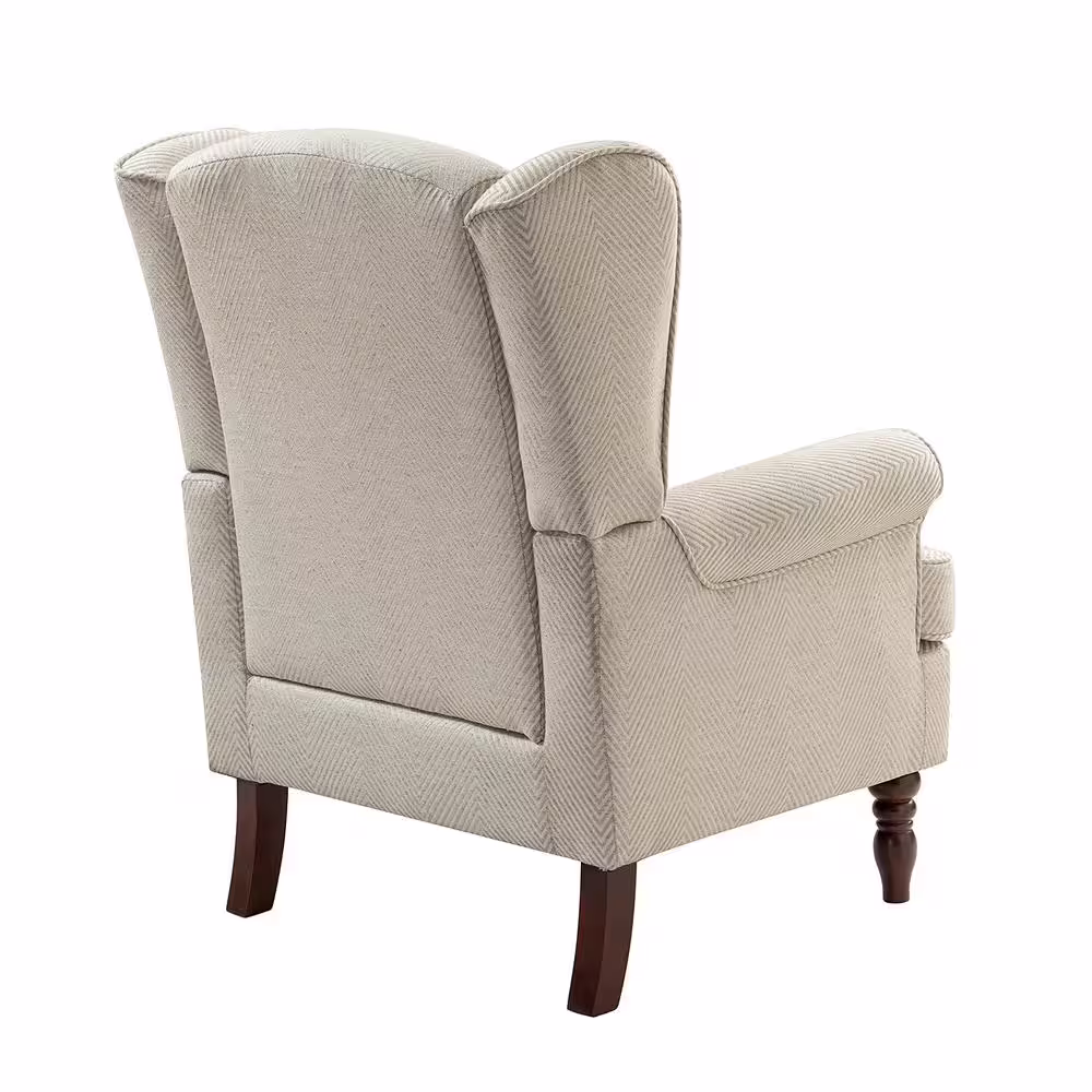 JAYDEN CREATION Daunus Tan Traditional Style Upholstered Armchair with Turned Legs