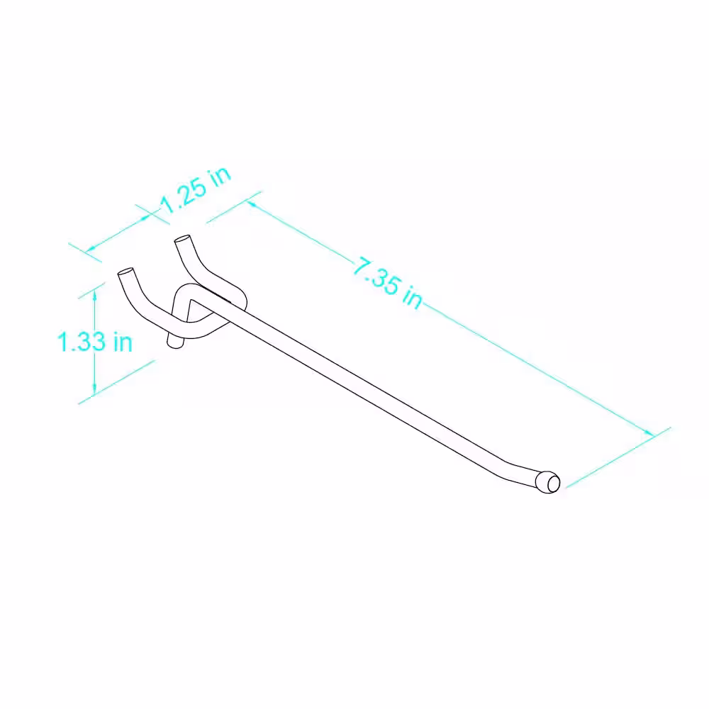 Everbilt 6 in. Zinc-Plated Steel Single Straight Peg Hook 1/4 in. Peg
