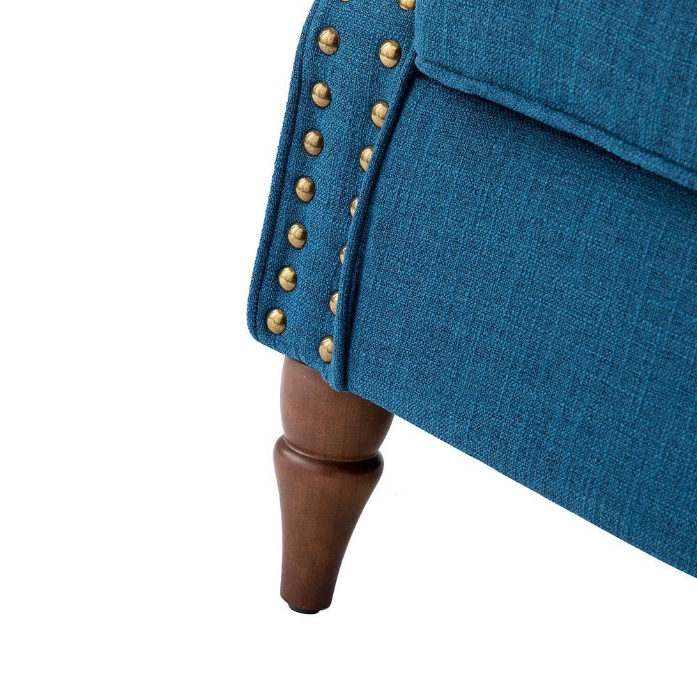 JAYDEN CREATION Macedonia Navy ArmChair with Nailhead Trim (Set of 2)