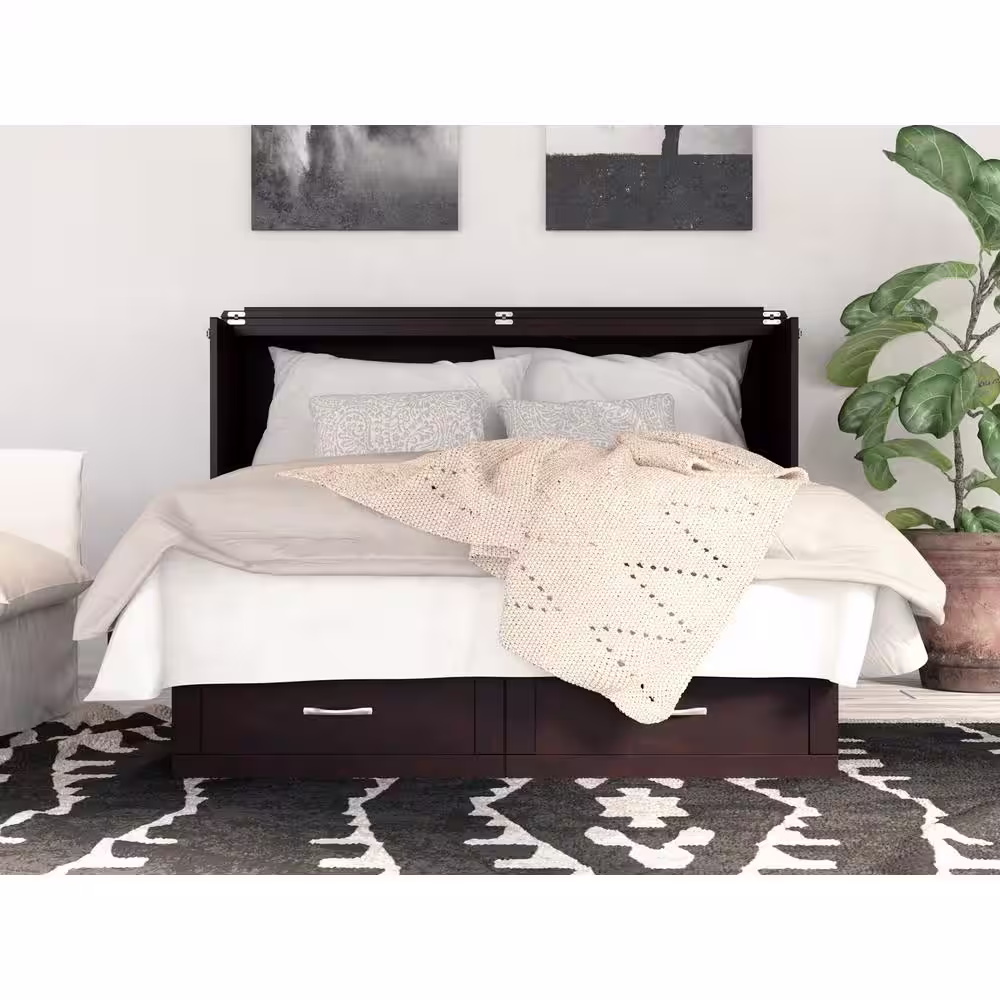 AFI Monroe Espresso Queen Murphy Bed Chest with Charging Station