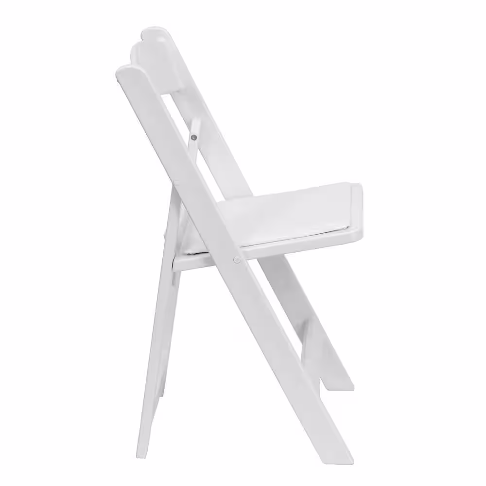 Carnegy Avenue White Vinyl Seat with Resin Frame Folding Chair (Set of 2)