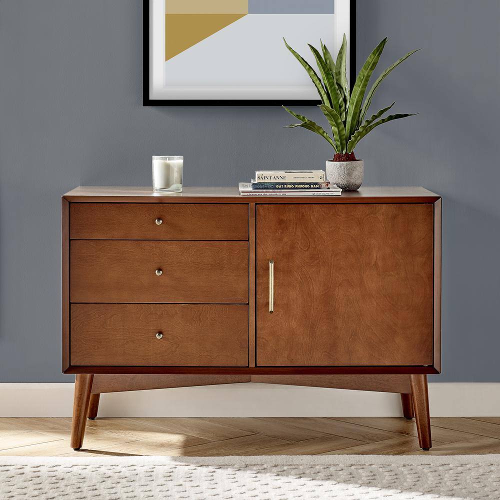 CROSLEY FURNITURE Landon 40 in. Mahogany Rectangle Wood Console Table with Drawers