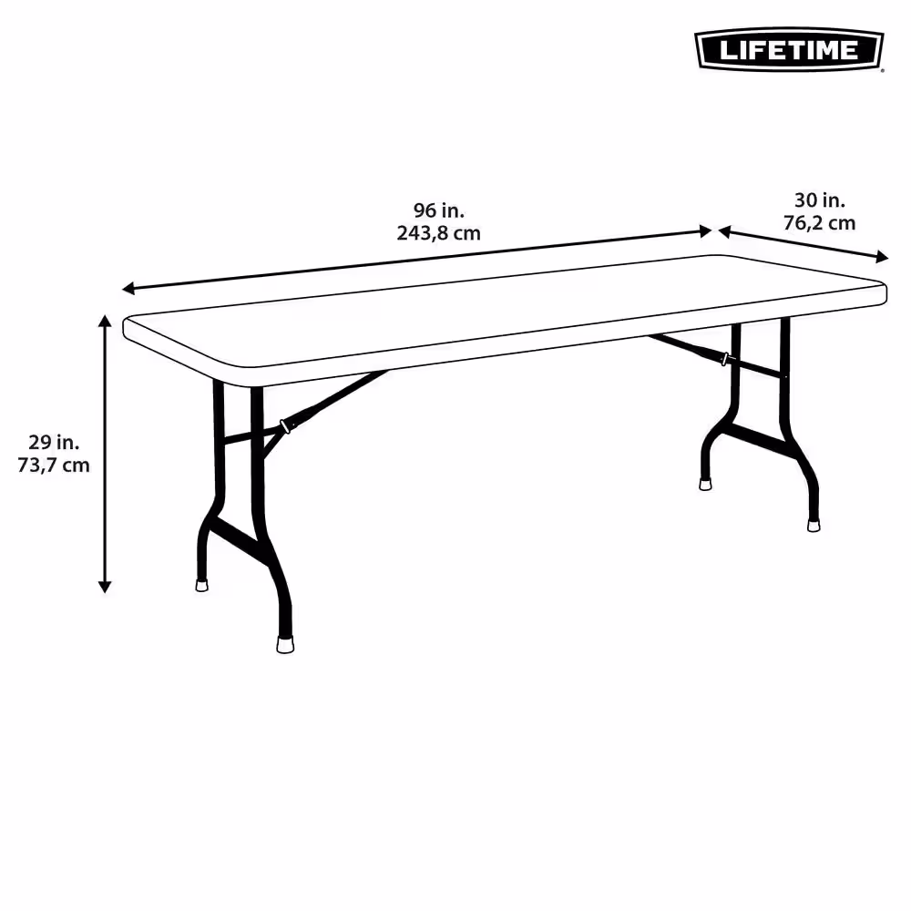 Lifetime 8 ft. White Granite Plastic Folding Table (Commercial)