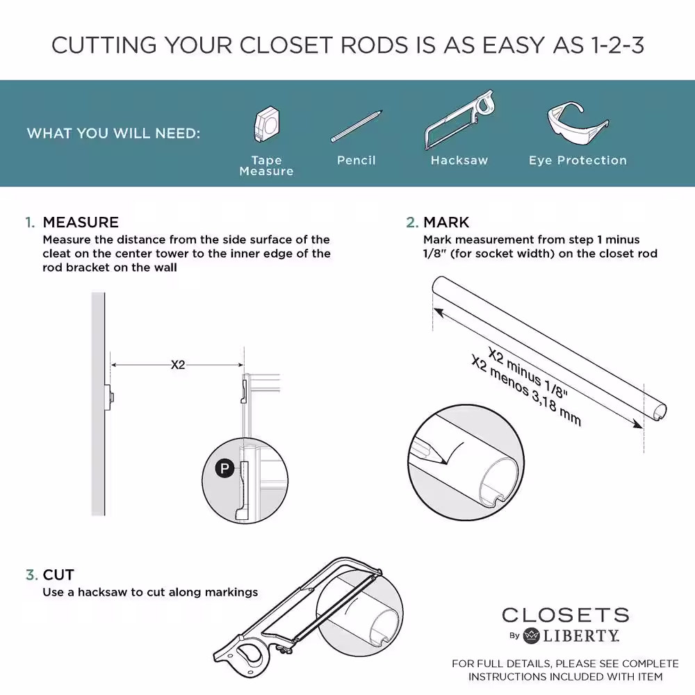 CLOSETS By LIBERTY 48 in. W - 92 in. W White Closet Drawer Tower with Rod Extensions Wood Closet System