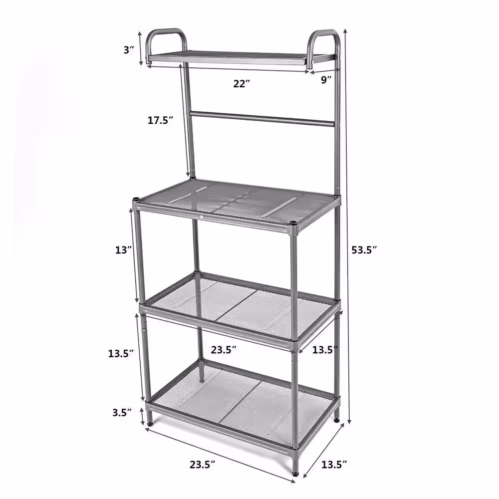 Costway Silver Heavy Duty 4-Tier Iron Freestanding Shelving Unit 13.5