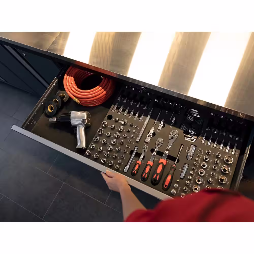 NewAge Products Pro Series 140 in. W x 23.57 in. H x 14 in. D 18-Gauge Steel Cabinet Set in Gray (3-Piece)