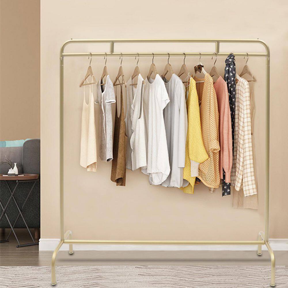 None Gold Iron Freestanding Industrial Pipe Clothes Rack 47.2 in. W x 53.1 in. H