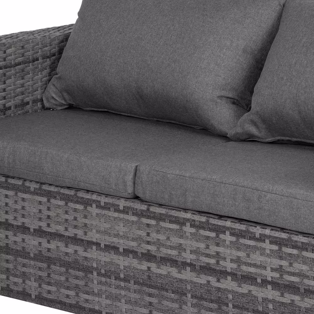 WESTIN OUTDOOR Jenner 4-Piece Contemporary Wicker Patio Conversation Set with Gray Cushions