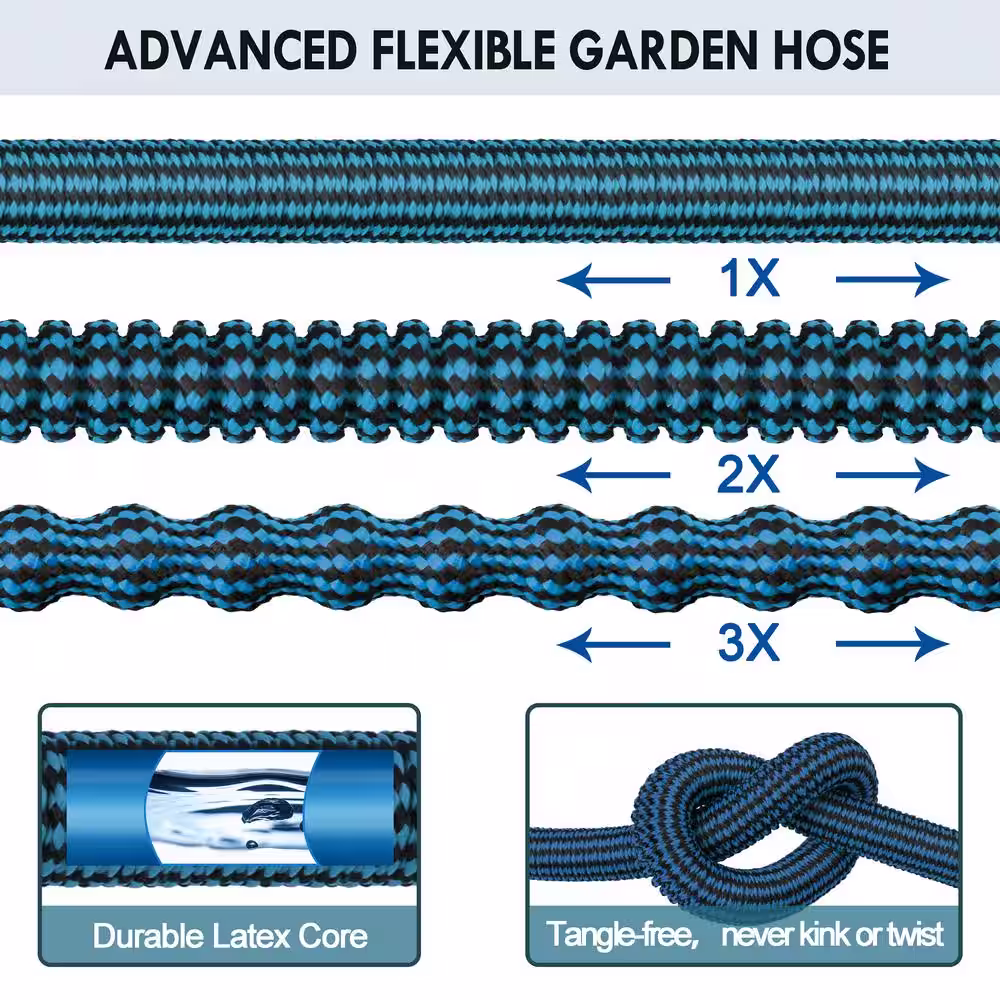 None 3/4 in. x 100 ft. Expandable Garden Hose Expanding Water Hose with 10 Function Nozzle Kink Free Garden Water Hose