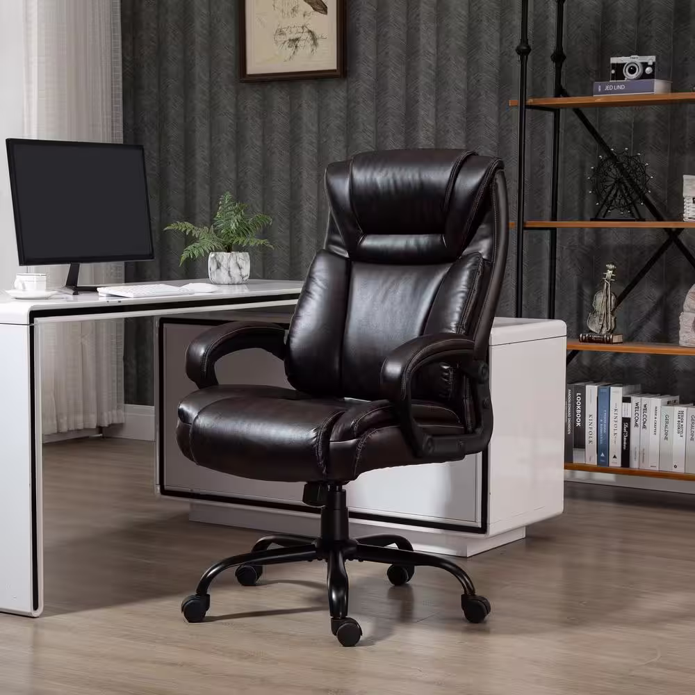 Vinsetto Brown, Big and Tall Executive Office Chair 400 lbs. Computer Desk Chair with High Back PU Leather Ergonomic Upholstery