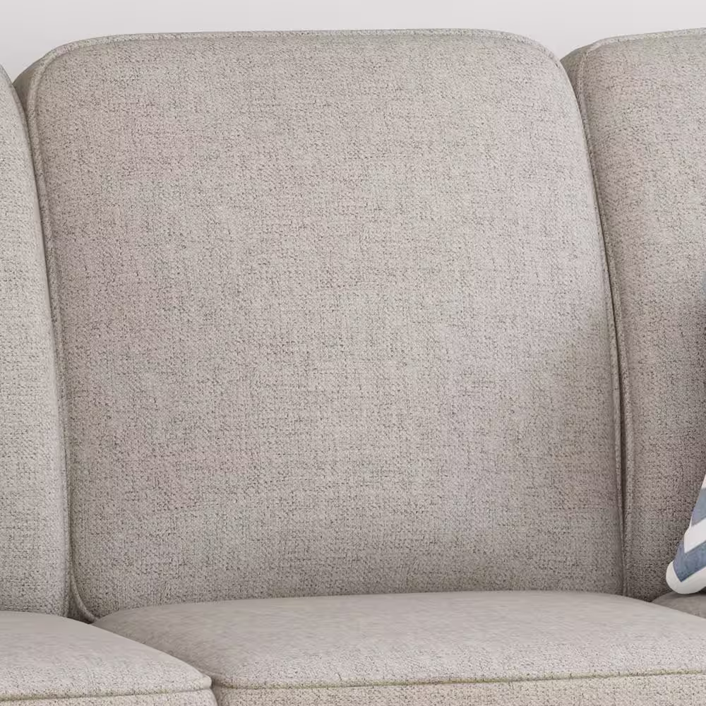 Noble House 75.5 in. Beige/Dark Brown Polyester 3-Seater Lawson Sofa with Round Arms